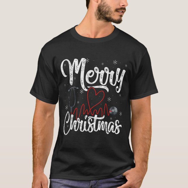 Merry Christmas Nurse Nursing Stethoscope,  T-Shirt (Front)
