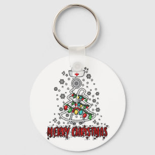 Merry Christmas Nurse Shirt Stethoscope Tree Light Key Ring