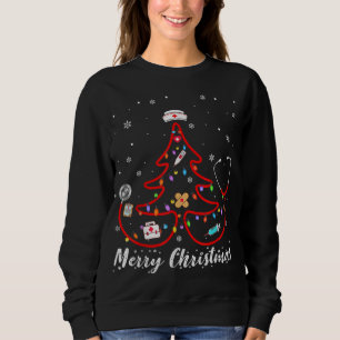Merry Christmas Nurse Tree Stethoscope RN LPN Scru Sweatshirt