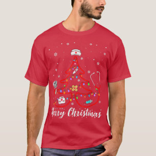 Merry Christmas Nurse Tree Stethoscope RN LPN Scru T-Shirt