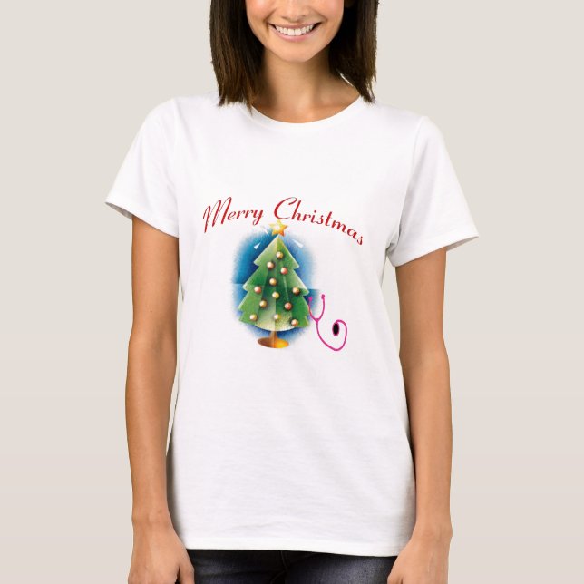 Merry Christmas NURSE TREE T-Shirt (Front)