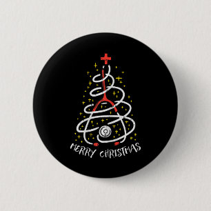 Merry Christmas Nurse Xmas Scrub Top Women Stethos 6 Cm Round Badge
