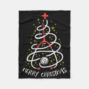Merry Christmas Nurse Xmas Scrub Top Women Stethos Fleece Blanket