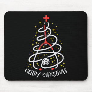 Merry Christmas Nurse Xmas Scrub Top Women Stethos Mouse Mat