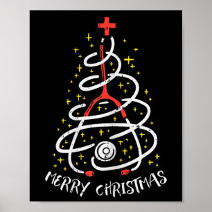 Merry Christmas Nurse Xmas Scrub Top Women Stethos Poster