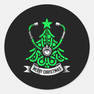 Merry Christmas, Nurses & Doctors Stethoscope Classic Round Sticker