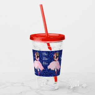 Merry Christmas Nutcracker Ballerina Dark Hair Acrylic Tumbler