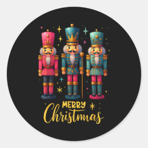 Merry Christmas Nutcracker Ballet Dance Women Kids Classic Round Sticker