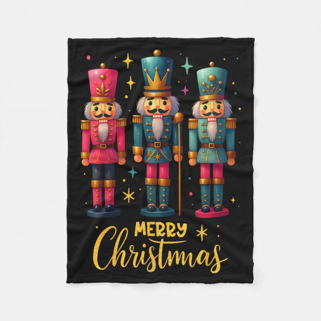 Merry Christmas Nutcracker Ballet Dance Women Kids Fleece Blanket (Front)