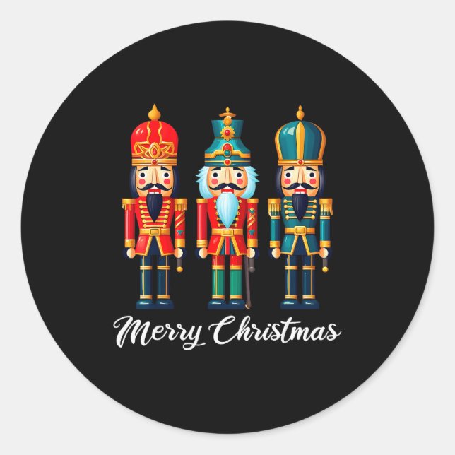 Merry Christmas Nutcracker Ballet Festive Xmas Men Classic Round Sticker (Front)