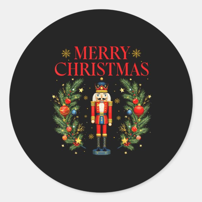 Merry Christmas Nutcracker Ballet Festive Xmas Men Classic Round Sticker (Front)