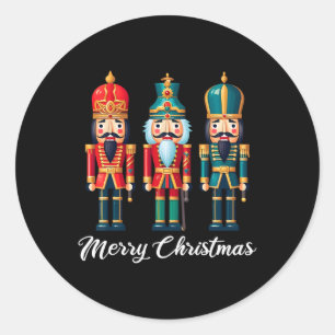 Merry Christmas Nutcracker Ballet Festive Xmas Men Classic Round Sticker