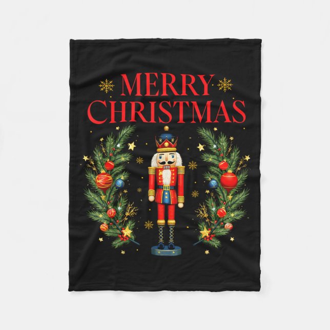 Merry Christmas Nutcracker Ballet Festive Xmas Men Fleece Blanket (Front)
