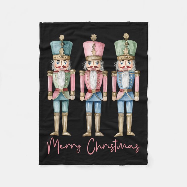 Merry Christmas Nutcracker Ballet Festive Xmas Men Fleece Blanket (Front)