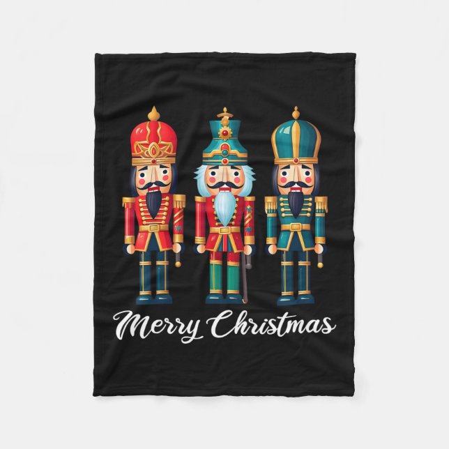 Merry Christmas Nutcracker Ballet Festive Xmas Men Fleece Blanket (Front)