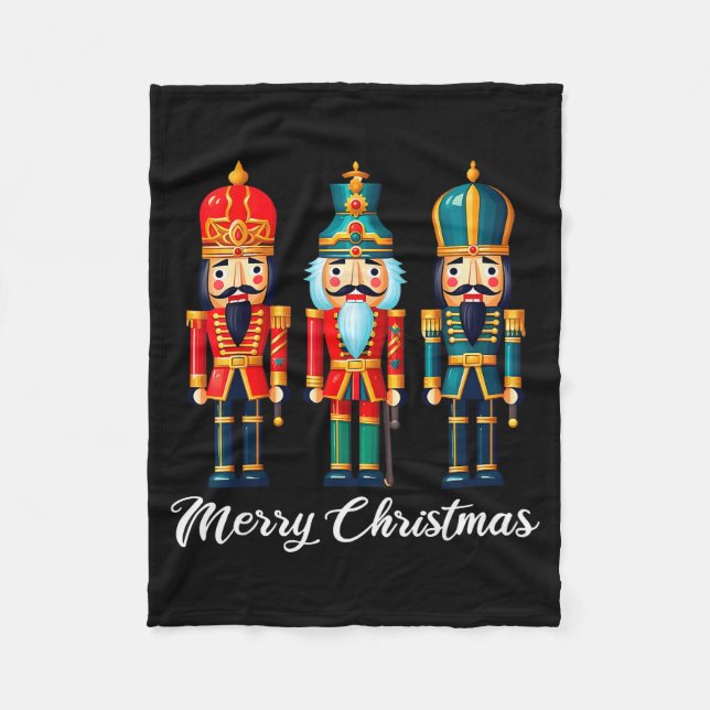 Merry Christmas Nutcracker Ballet Festive Xmas Men Fleece Blanket (Front)
