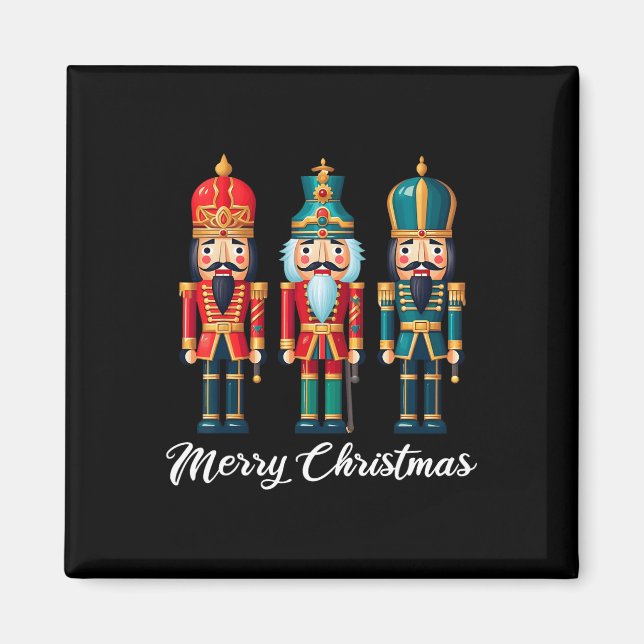 Merry Christmas Nutcracker Ballet Festive Xmas Men Magnet (Front)