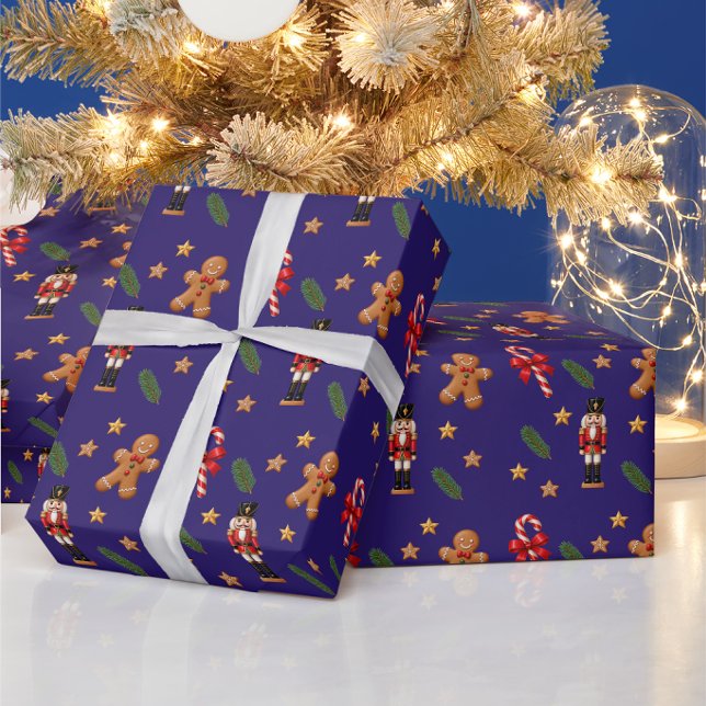 Merry Christmas Nutcracker, Candy Cane & Gingerbre Wrapping Paper (Creator Uploaded)