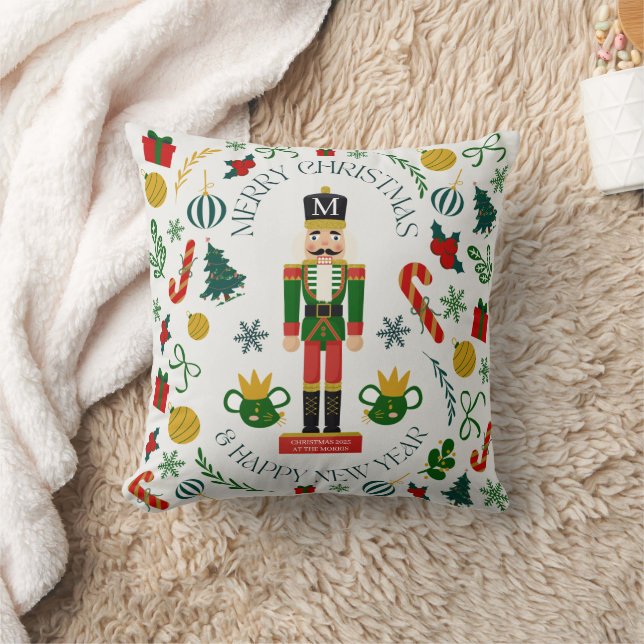 Merry Christmas nutcracker custom monogram Cushion (Blanket)