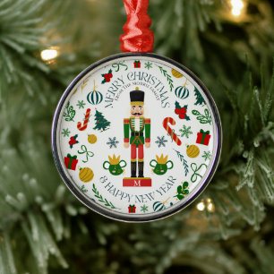 Merry Christmas nutcracker custom monogram Metal Tree Decoration