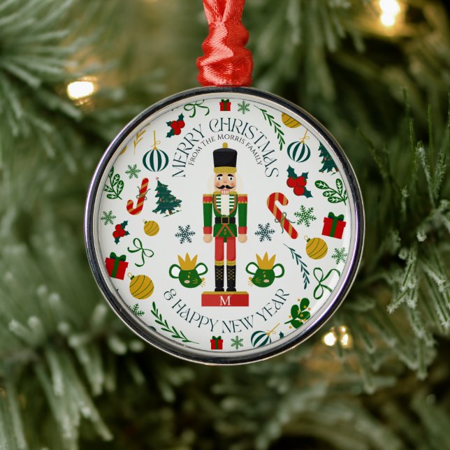 Merry Christmas nutcracker custom monogram Metal Tree Decoration (Tree)