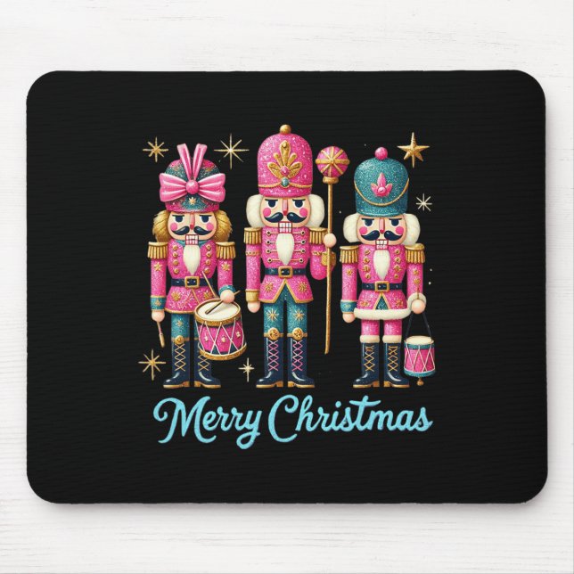 Merry Christmas Nutcracker Friends Family Matching Mouse Mat (Front)