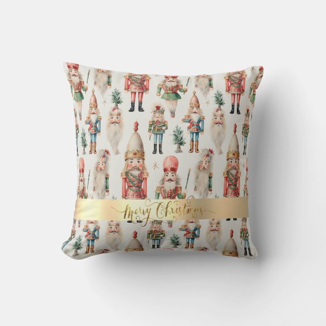 Merry Christmas Nutcracker Holiday Cushion (Front)