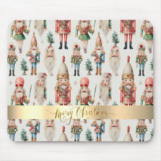 Merry Christmas Nutcracker Holiday Mouse Mat (Front)