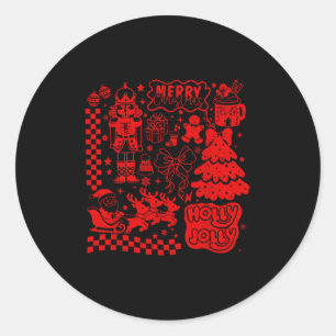 Merry Christmas Nutcracker Santa Clause Gingerbrea Classic Round Sticker