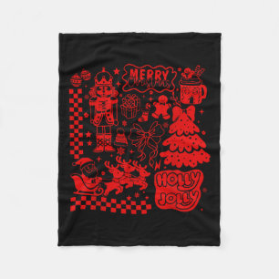 Merry Christmas Nutcracker Santa Clause Gingerbrea Fleece Blanket