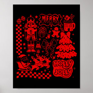 Merry Christmas Nutcracker Santa Clause Gingerbrea Poster