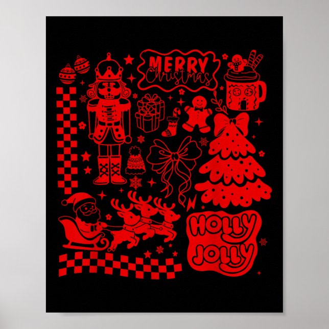 Merry Christmas Nutcracker Santa Clause Gingerbrea Poster (Front)