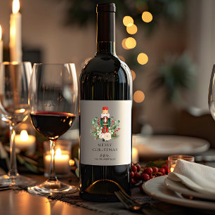 Merry Christmas Nutcracker Script Festive Custom Wine Label
