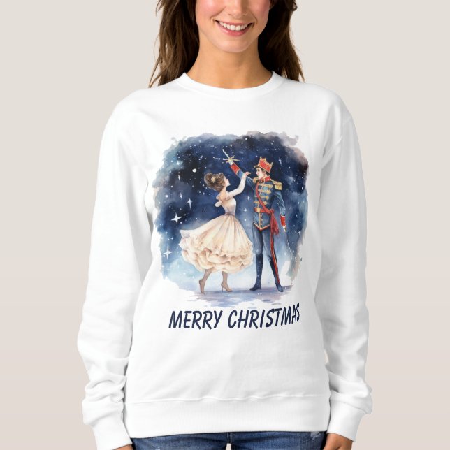 Merry Christmas nutcracker watercolor Sweatshirt (Front)
