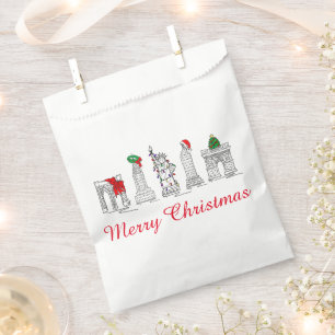 Merry Christmas NYC Buildings Landmarks Holiday Favour Bags