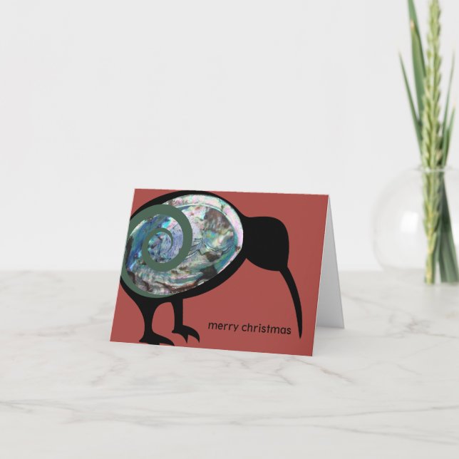 MERRY CHRISTMAS NZ XMAS AOTEAROA NEW ZEALAND KIWI HOLIDAY CARD (Front)