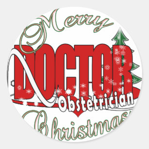 Merry CHRISTMAS Obstetrician Classic Round Sticker