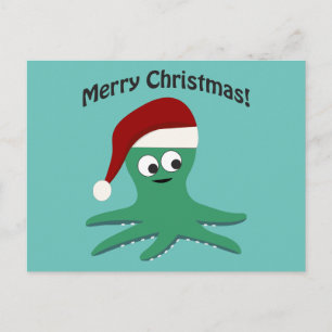 Merry Christmas Octopus Holiday Postcard