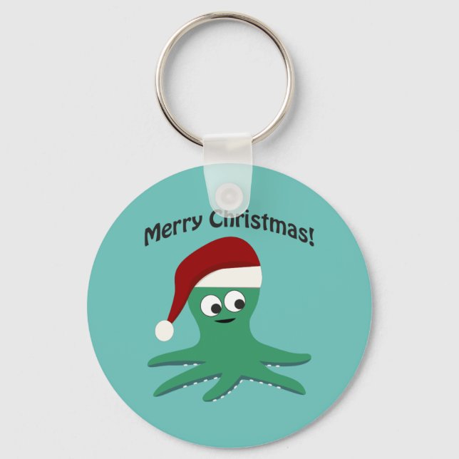Merry Christmas Octopus Key Ring (Front)