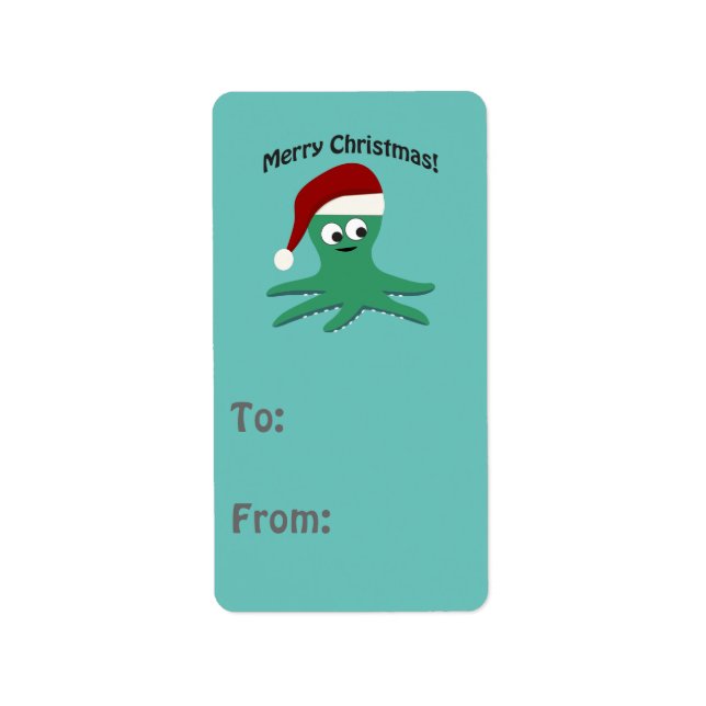 Merry Christmas Octopus Label (Front)