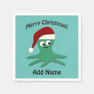 Merry Christmas Octopus Napkin