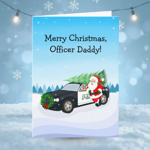 Merry Christmas Officer Daddy Santa With Cop Car Card