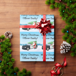 Merry Christmas Officer Daddy Santa With Cop Car Wrapping Paper