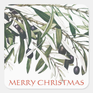 MERRY CHRISTMAS OLIVE BRANCH ENVELOPE SEAL STICKER