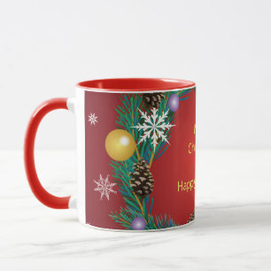 Merry Christmas! on a red luxury background.  Mug