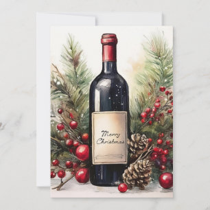 Merry Christmas on a wine bottle 1 Invitation