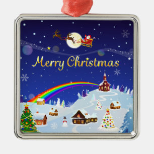 Merry Christmas on Full Moon Metal Tree Decoration