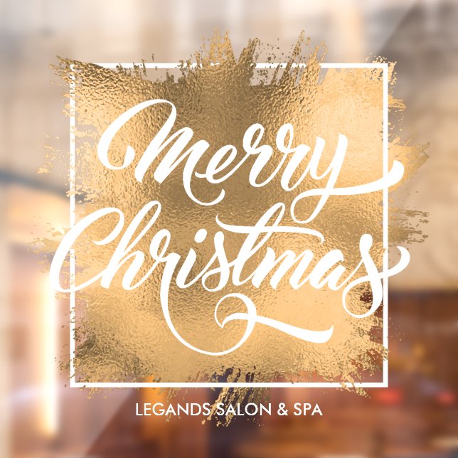 Merry Christmas on Gold Faux Foil Shop Window Cling (Sheet 2)