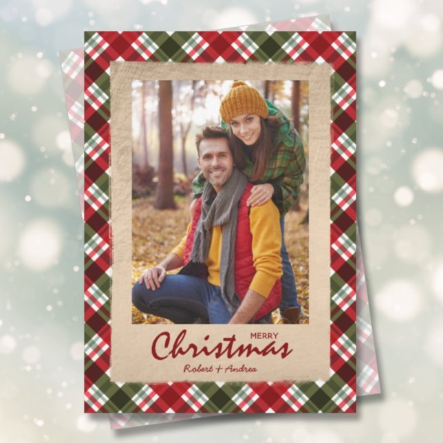 Merry Christmas on Plaid Holiday Card (Creator Uploaded)