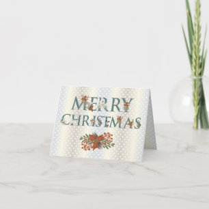 Merry Christmas on Shiny Silver background Holiday Card